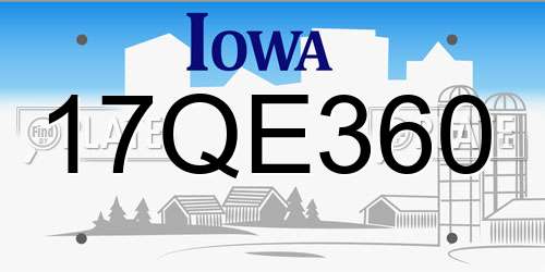 17QE360 Iowa License Plate