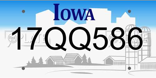 17QQ586 Iowa License Plate
