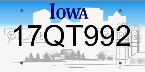 17QT992 Iowa License Plate