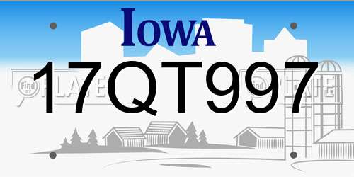 17QT997 Iowa License Plate