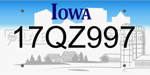 17QZ997 Iowa License Plate