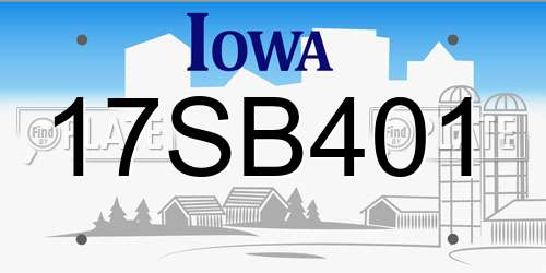 17SB401 Iowa License Plate