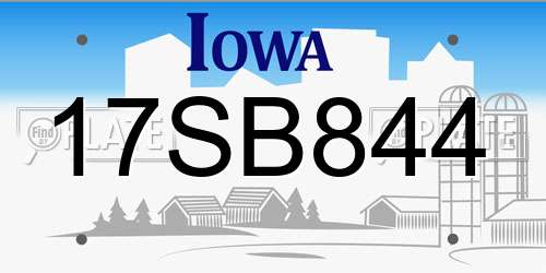 17SB844 Iowa License Plate