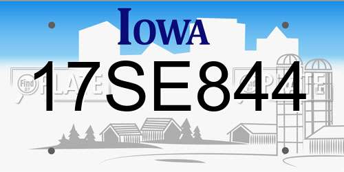 17SE844 Iowa License Plate