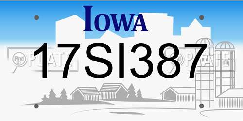 17SI387 Iowa License Plate