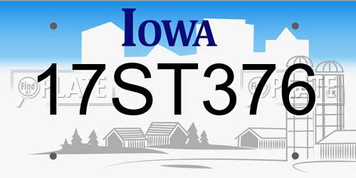 17ST376 Iowa License Plate