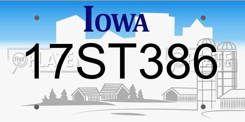 17ST386 Iowa License Plate
