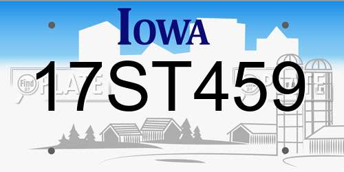 17ST459 Iowa License Plate