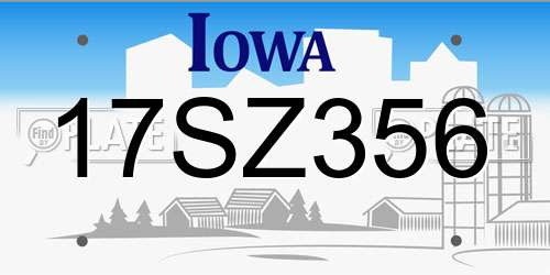 17SZ356 Iowa License Plate