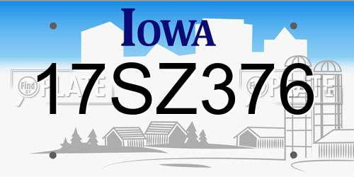 17SZ376 Iowa License Plate