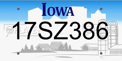 17SZ386 Iowa License Plate