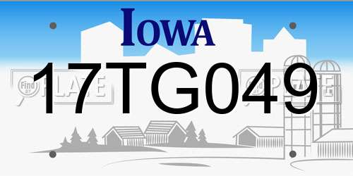 17TG049 Iowa License Plate