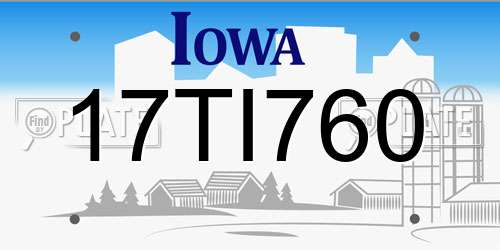 17TI760 Iowa License Plate