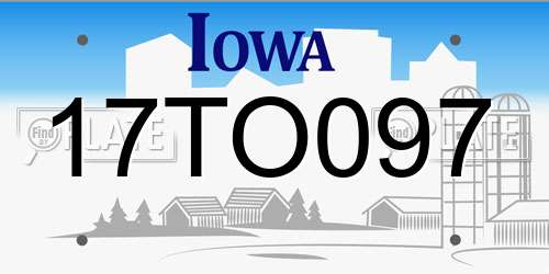 17TO097 Iowa License Plate