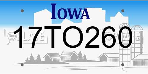 17TO260 Iowa License Plate