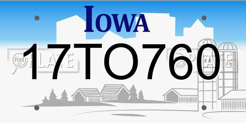 17TO760 Iowa License Plate