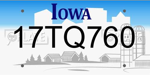 17TQ760 Iowa License Plate