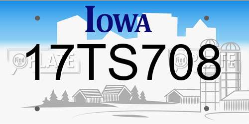 17TS708 Iowa License Plate