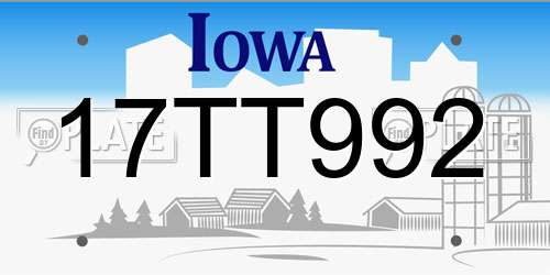 17TT992 Iowa License Plate