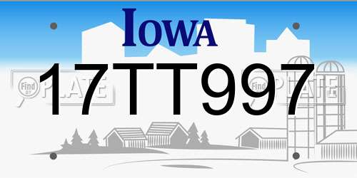 17TT997 Iowa License Plate