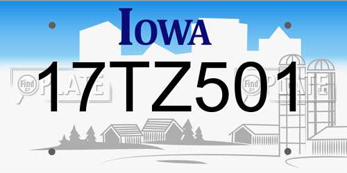 17TZ501 Iowa License Plate