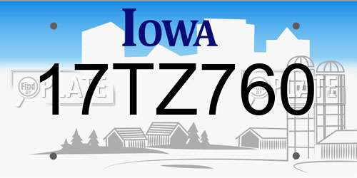 17TZ760 Iowa License Plate