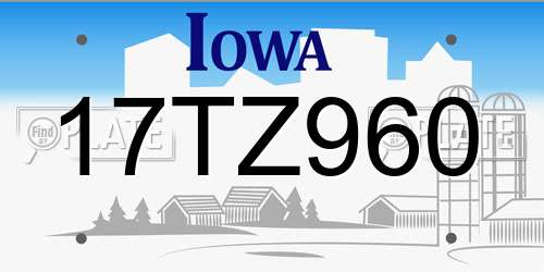 17TZ960 Iowa License Plate