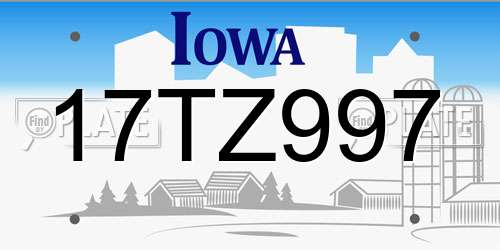 17TZ997 Iowa License Plate