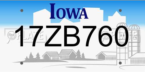 17ZB760 Iowa License Plate