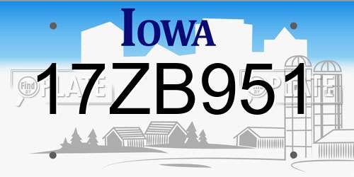 17ZB951 Iowa License Plate