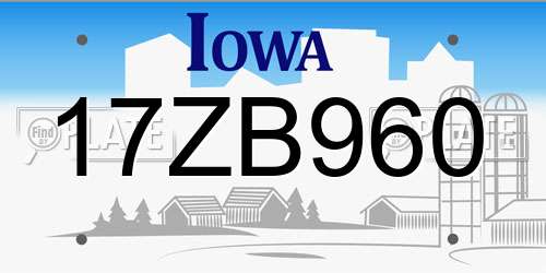 17ZB960 Iowa License Plate