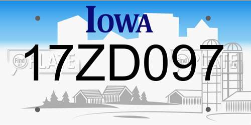 17ZD097 Iowa License Plate
