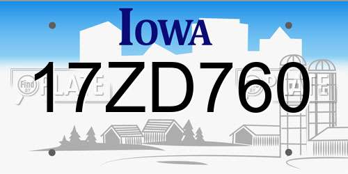 17ZD760 Iowa License Plate
