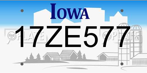 17ZE577 Iowa License Plate