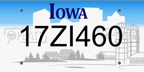 17ZI460 Iowa License Plate