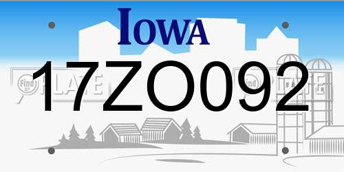 17ZO092 Iowa License Plate