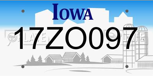 17ZO097 Iowa License Plate
