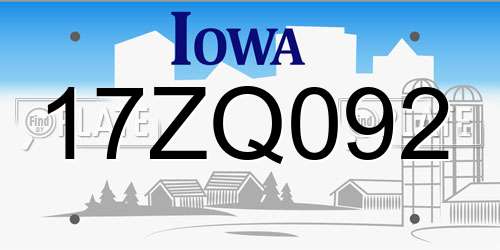 17ZQ092 Iowa License Plate