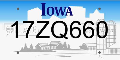 17ZQ660 Iowa License Plate