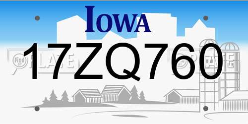 17ZQ760 Iowa License Plate