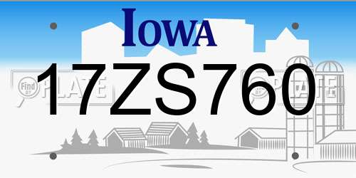 17ZS760 Iowa License Plate