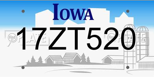 17ZT520 Iowa License Plate