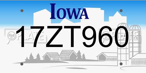 17ZT960 Iowa License Plate