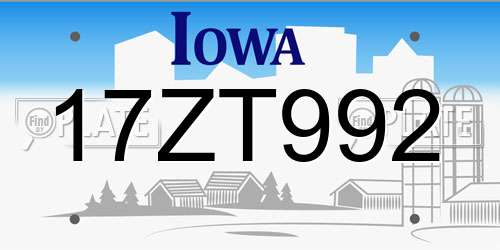17ZT992 Iowa License Plate