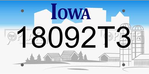 18092T3 Iowa License Plate