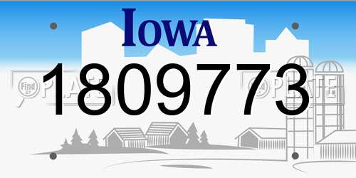 1809773 Iowa License Plate