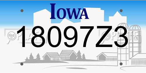 18097Z3 Iowa License Plate