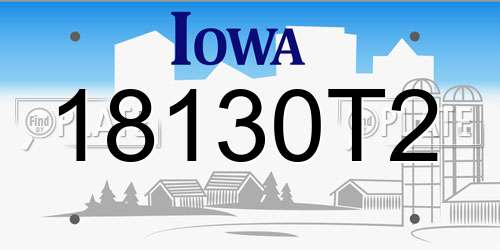 18130T2 Iowa License Plate