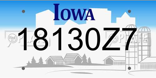 18130Z7 Iowa License Plate
