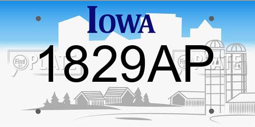 1829AP Iowa License Plate